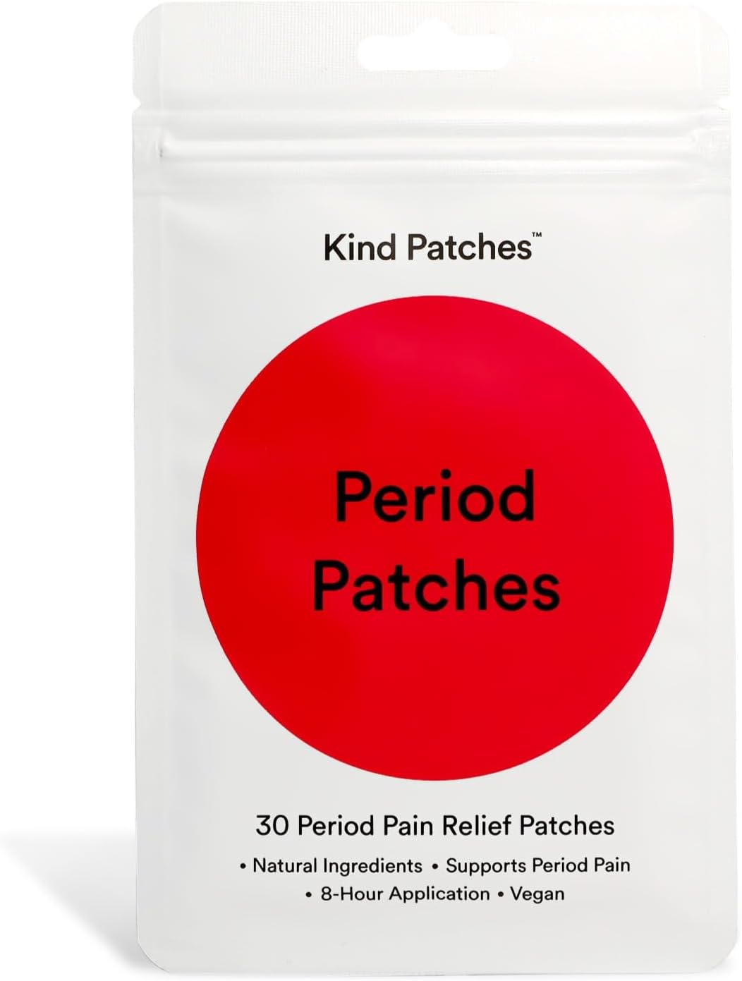 Pack of cooling menthol period relief patches for menstrual cramp comfort, 30 count
