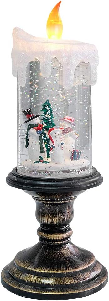 Halloween Snow Globe Candle – Witch LED Flameless Candle with Timer & Glitter