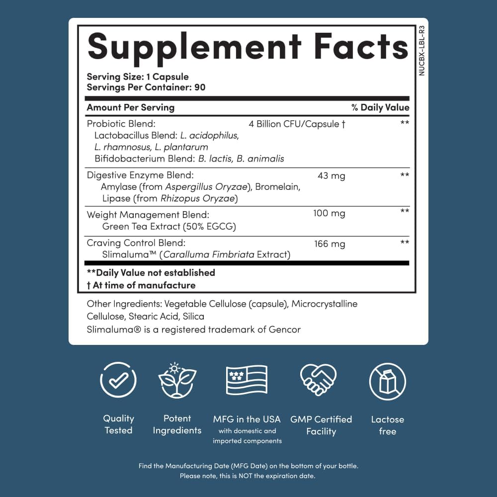 Probiotic & Metabolism Supplement, 4-in-1 Digestion & Appetite, 90ct