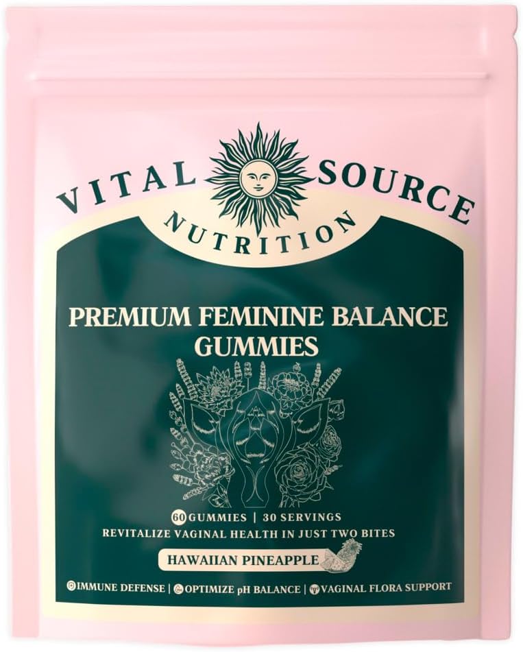Bag of feminine balance probiotic gummies for women with pineapple flavor, 60 count