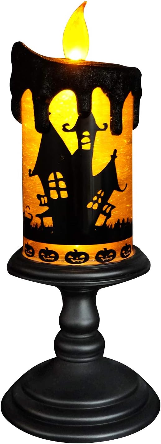 Halloween Snow Globe Candle – Witch LED Flameless Candle with Timer & Glitter