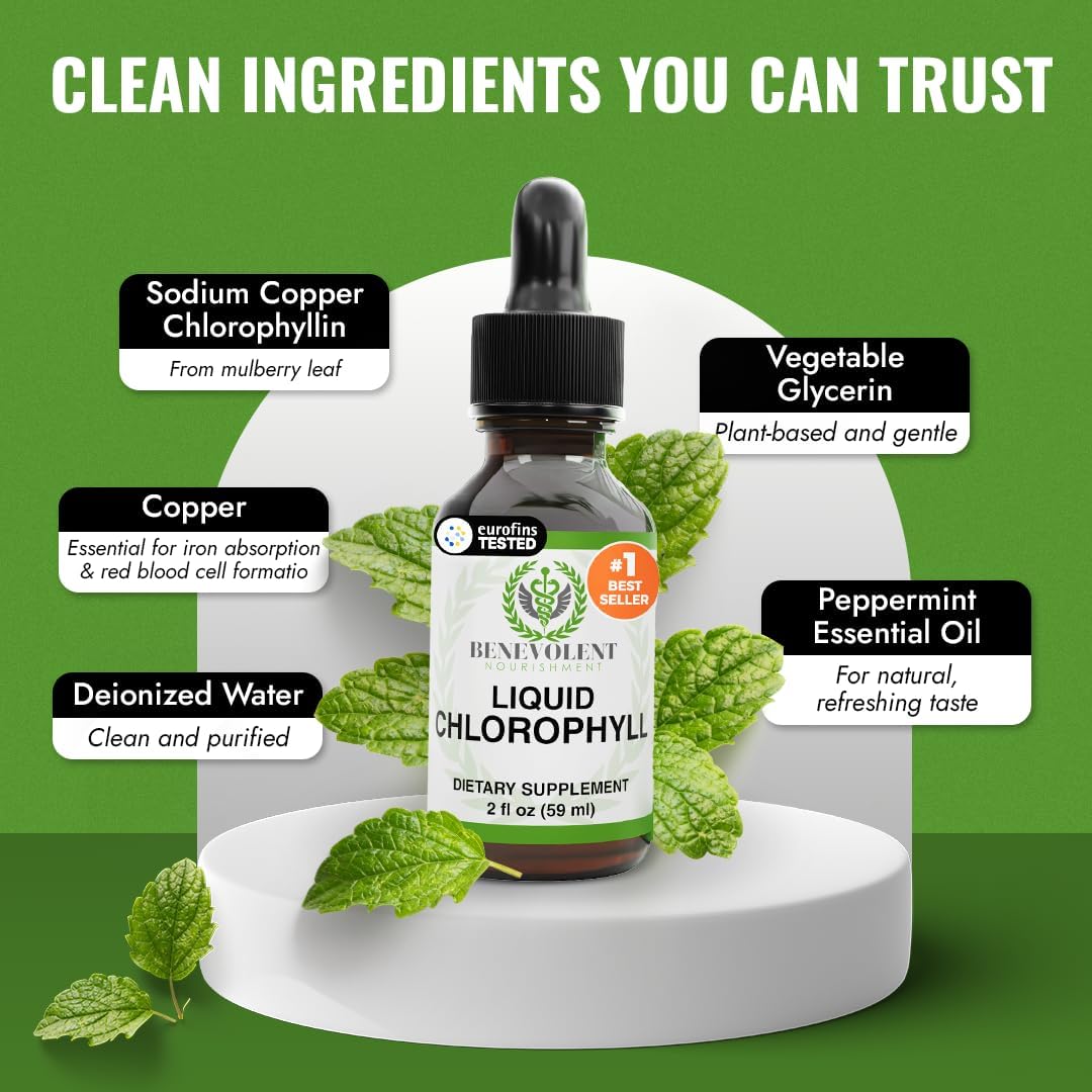 Liquid Chlorophyll Drops, Skin & Internal Freshness Support, Mint