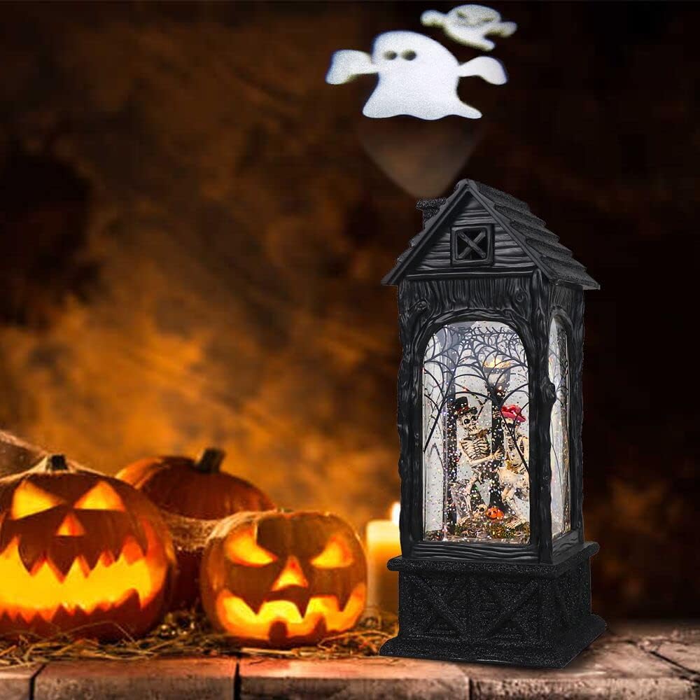 Halloween Snow Globe Lantern – Ghost Projection, Christmas Santa & Snowmen