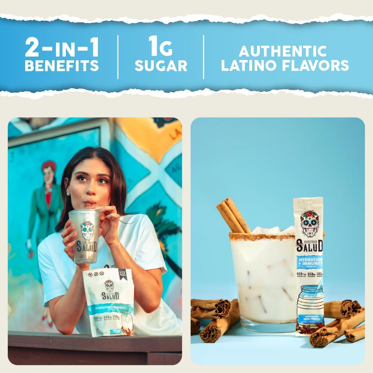 Hydration & Immunity Drink Mix, Electrolyte Stick Packs, Horchata