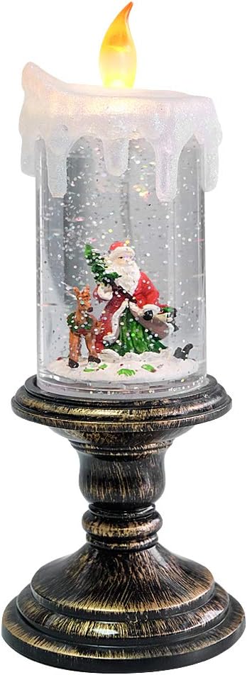 Halloween Snow Globe Candle – Witch LED Flameless Candle with Timer & Glitter