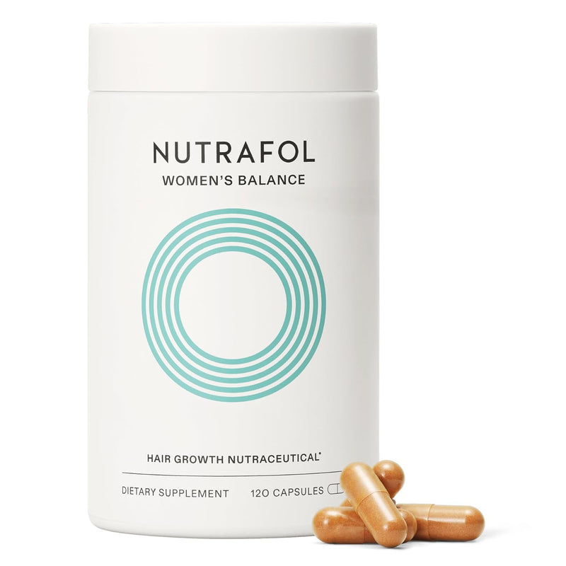 Bottle of women's hair growth supplement for menopause and thinning hair, 120 count