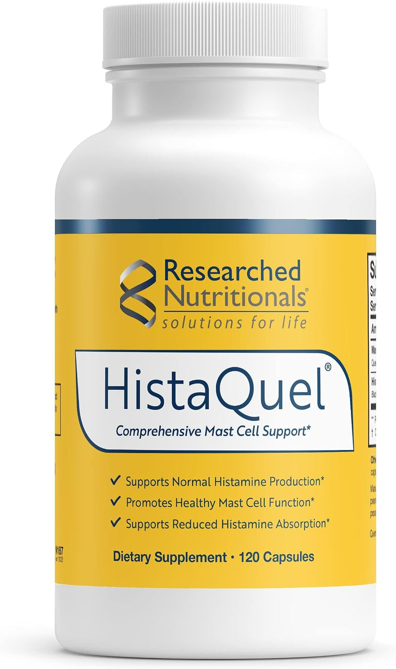 Bottle of histamine and mast cell support supplement with quercetin, 120 count