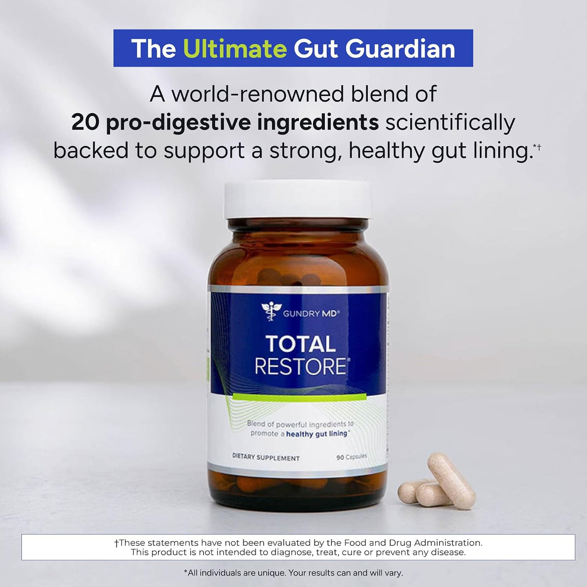 Gut Health Support Supplement with Zinc & Magnesium, 90 Capsules