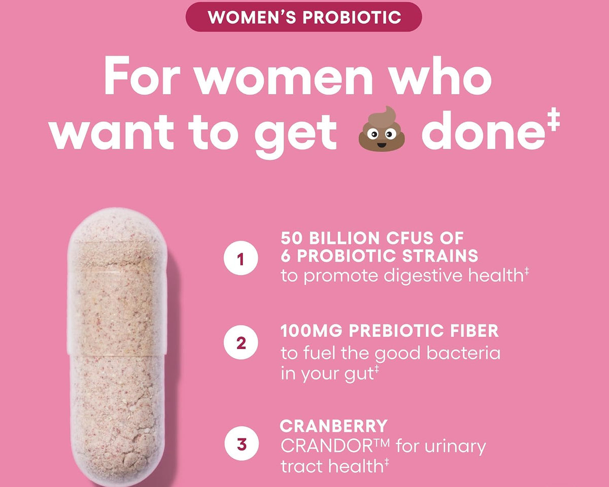 Women's Probiotics 50 Billion CFU, Feminine & Digestive Health, 30ct