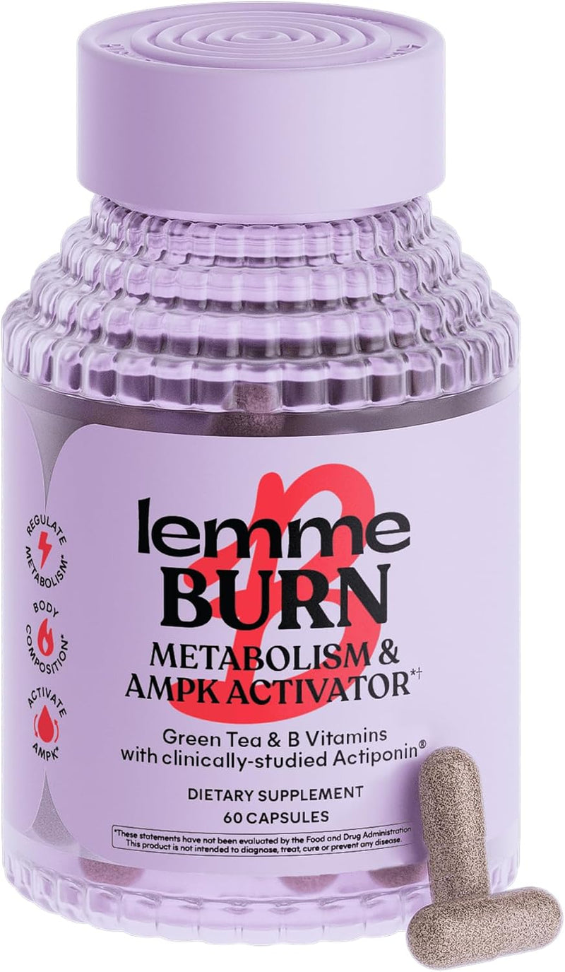 Bottle of metabolism support supplement with gynostemma and green tea extract, 60 count