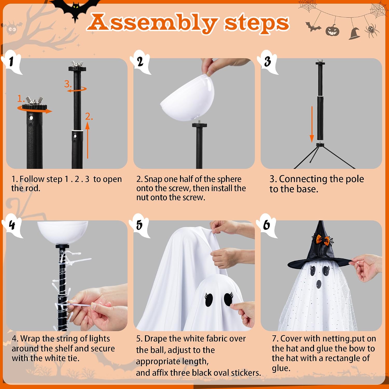 Halloween Ghost Decorations 2-Pack – Lighted Indoor Ghosts with Remote Control
