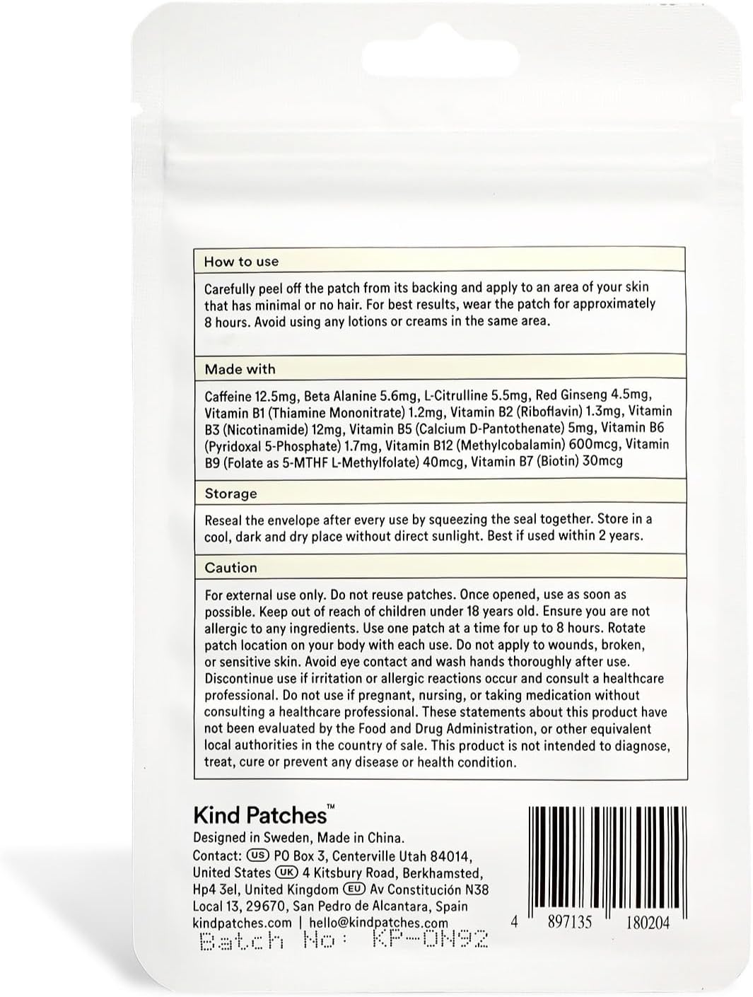 Energy Support Patches with Ginseng & Citrulline, Vegan Wellness