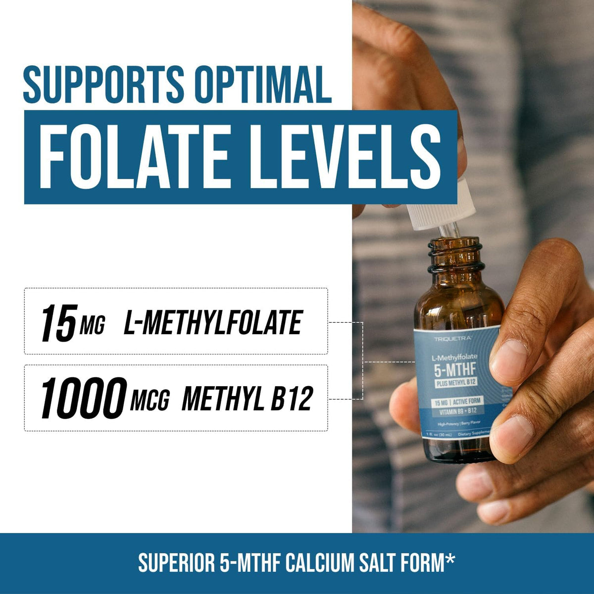 L-Methylfolate 15mg Drops with Methyl B12, Mood & Energy, Berry
