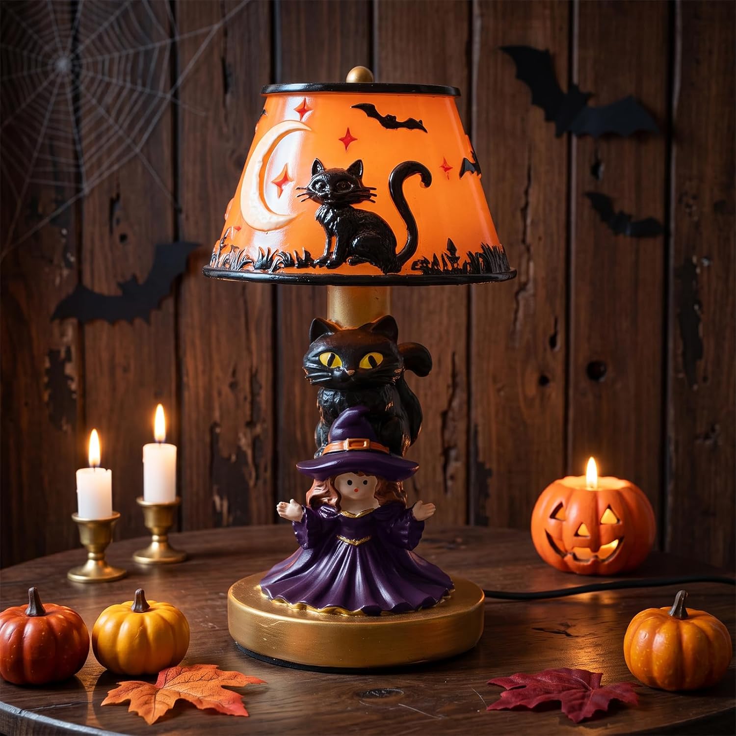 Halloween Haunted House Lamp – LED Resin Tabletop Decoration with USB