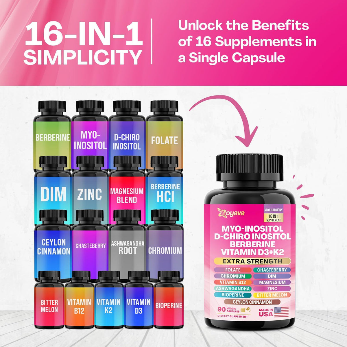 Myo-Inositol 16-in-1 Supplement, Hormone Support for Women, 180ct (2 Pack)
