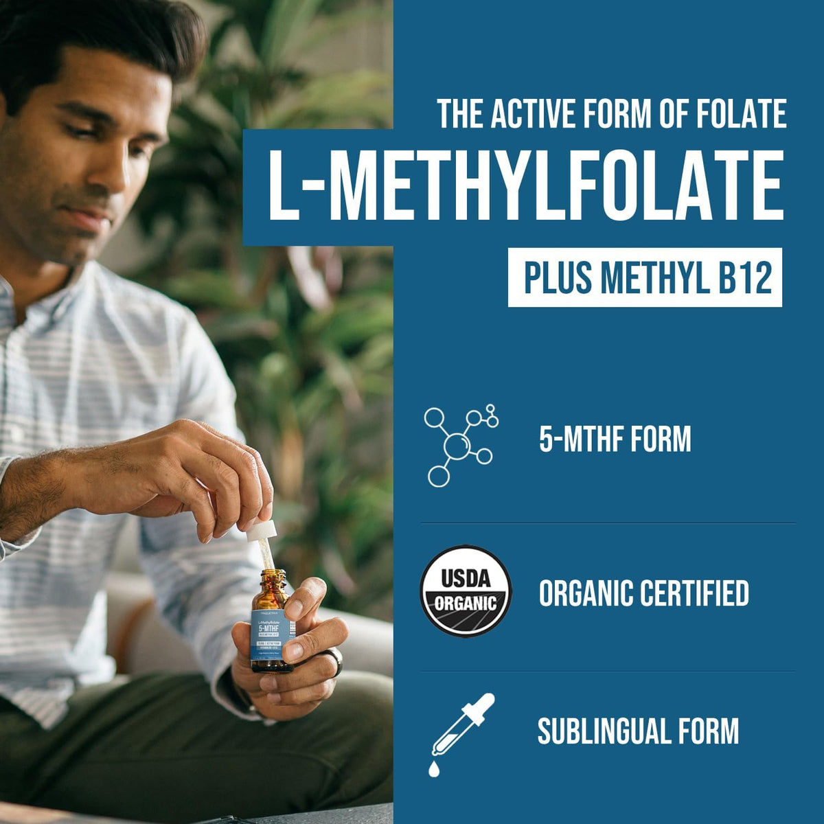 L-Methylfolate 15mg Drops with Methyl B12, Mood & Energy, Berry