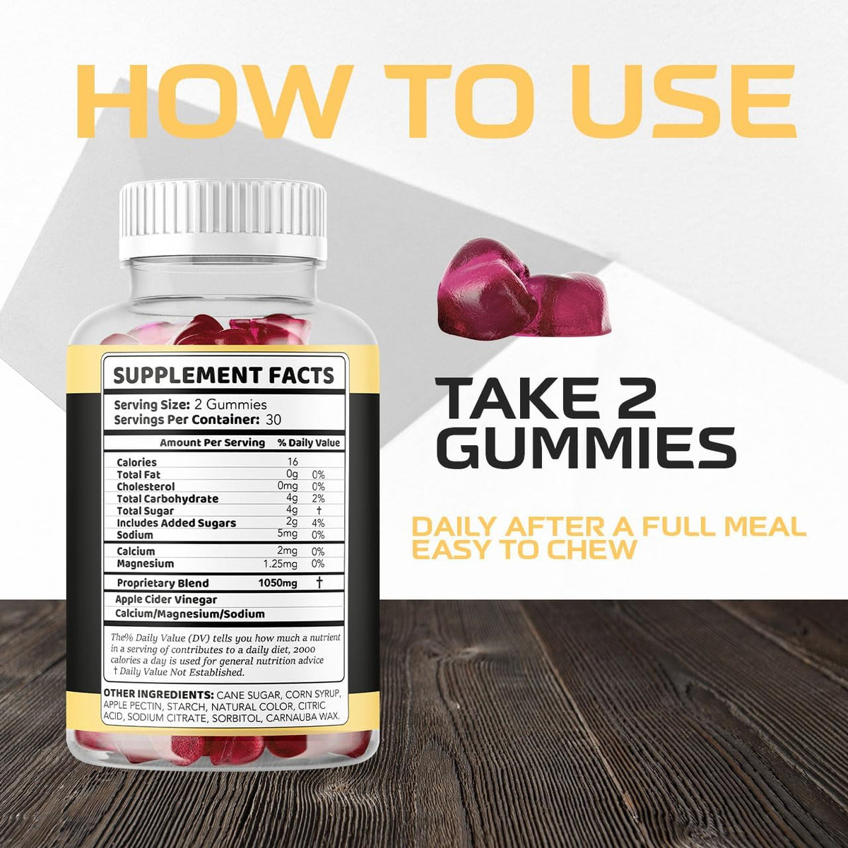 Men's Daily Support Gummies, Energy & Vitality, Apple, 60ct