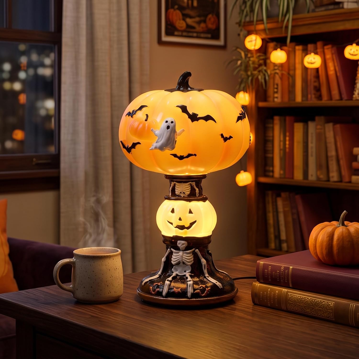 Halloween Haunted House Lamp – LED Resin Tabletop Decoration with USB