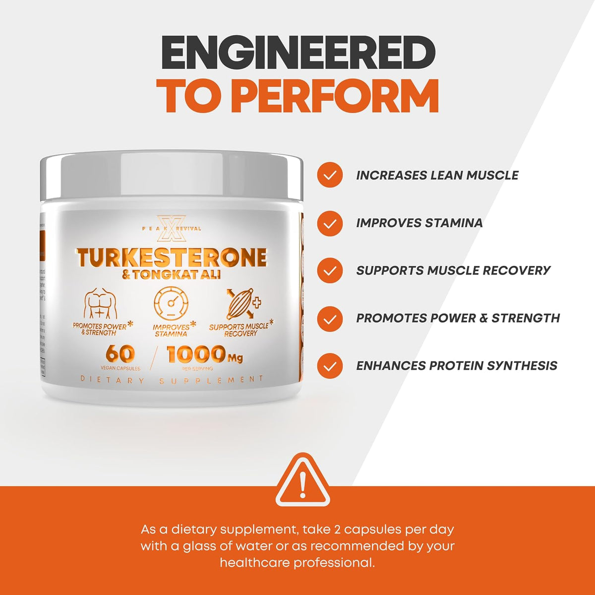 Turkesterone & Tongkat Ali Supplement, Muscle & Stamina, 60ct