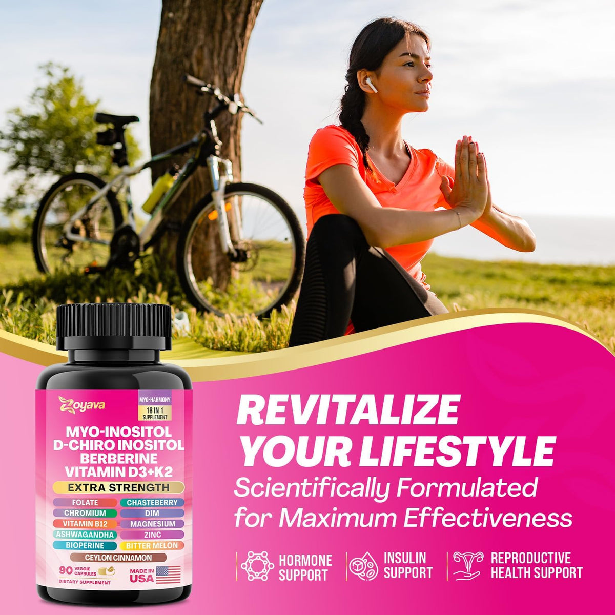 Myo-Inositol 16-in-1 Supplement, Hormone Support for Women, 180ct (2 Pack)