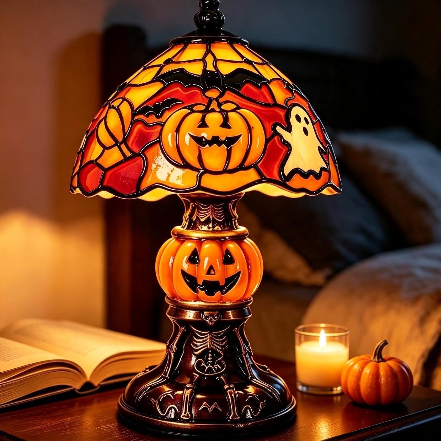 Halloween Haunted House Lamp – LED Resin Tabletop Decoration with USB