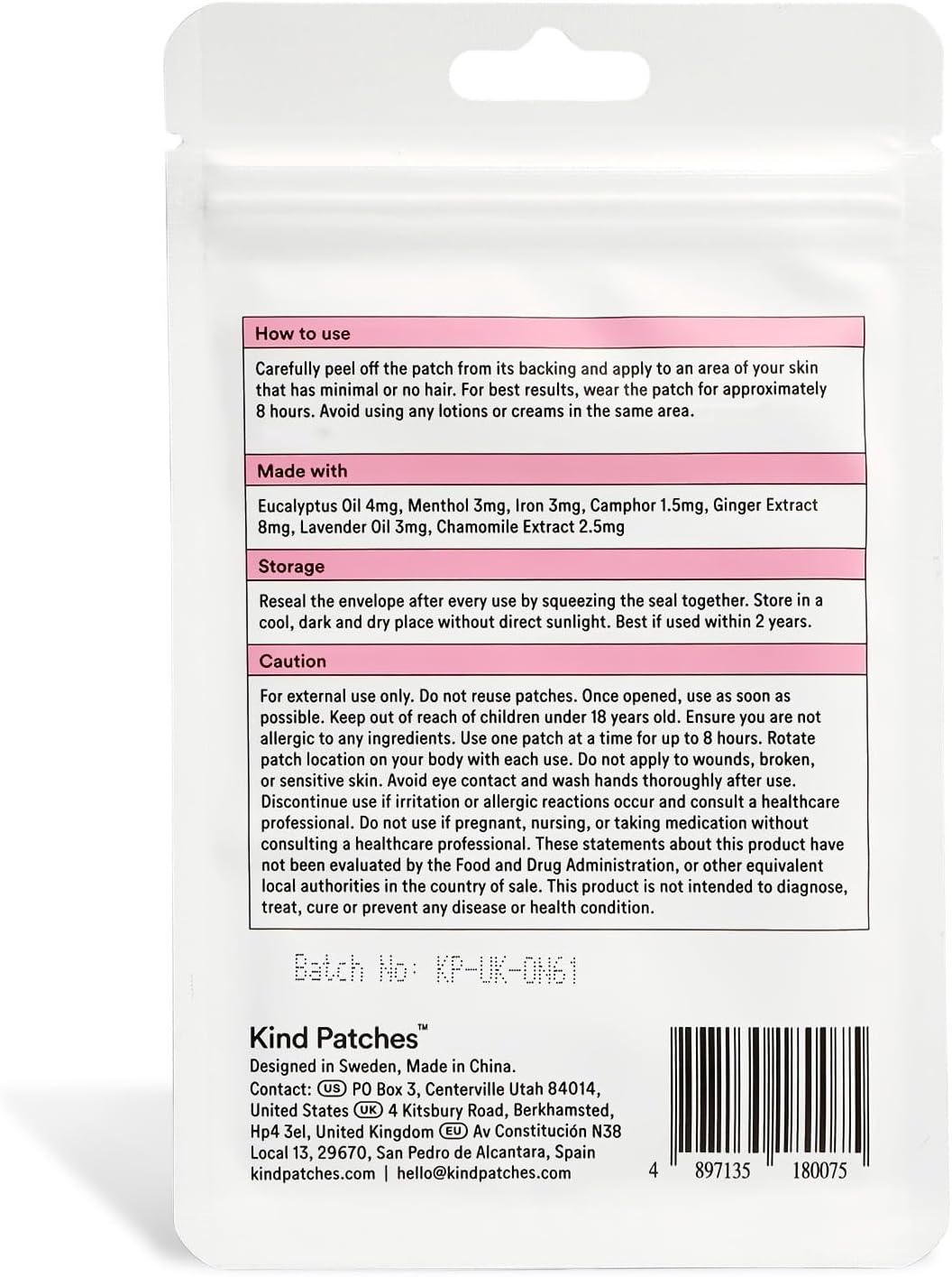 Period Relief Patches, Cooling Menthol Cramp Comfort, 30 Pack