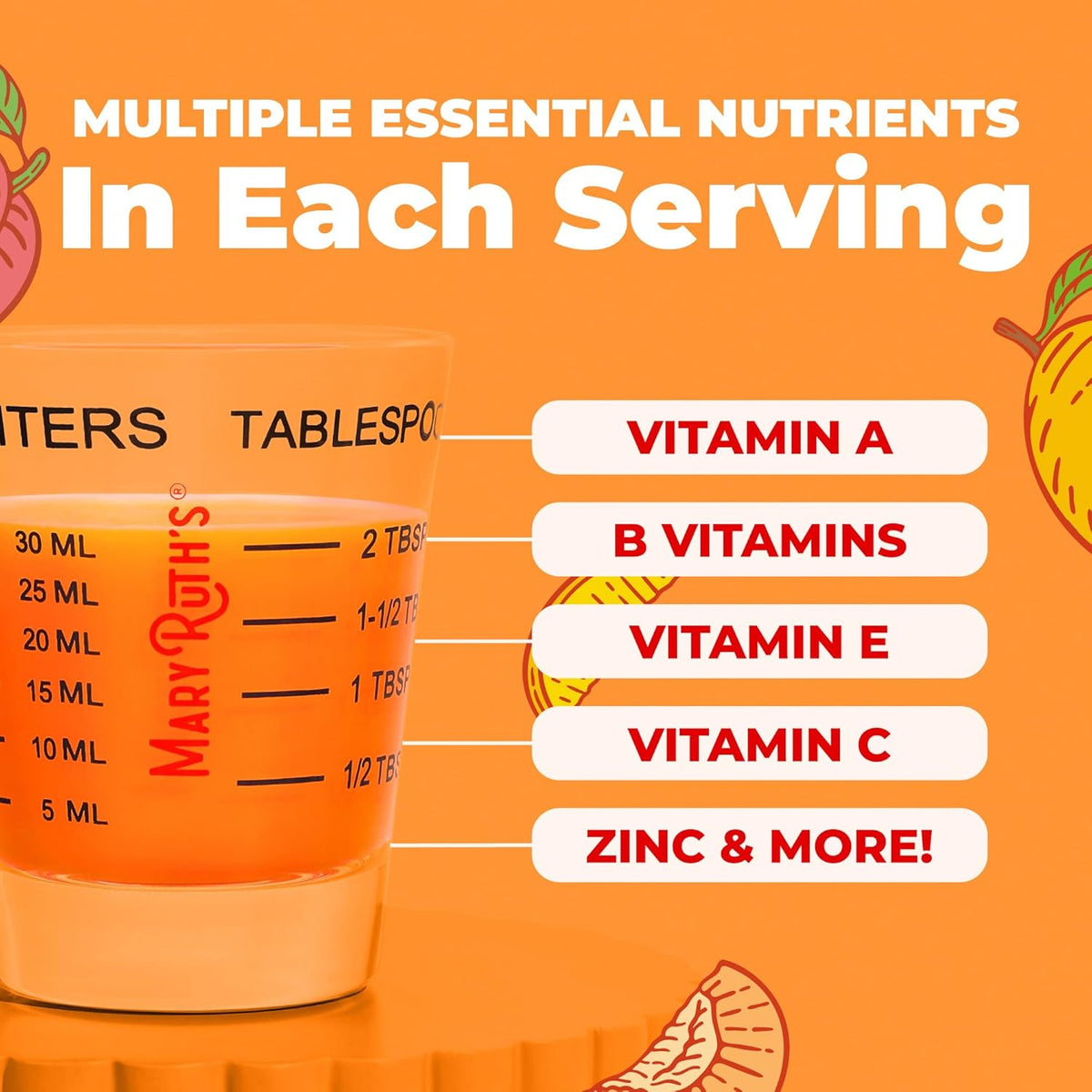 Liquid Hair Growth Multivitamin for Women, Biotin 10000mcg, Peach Mango