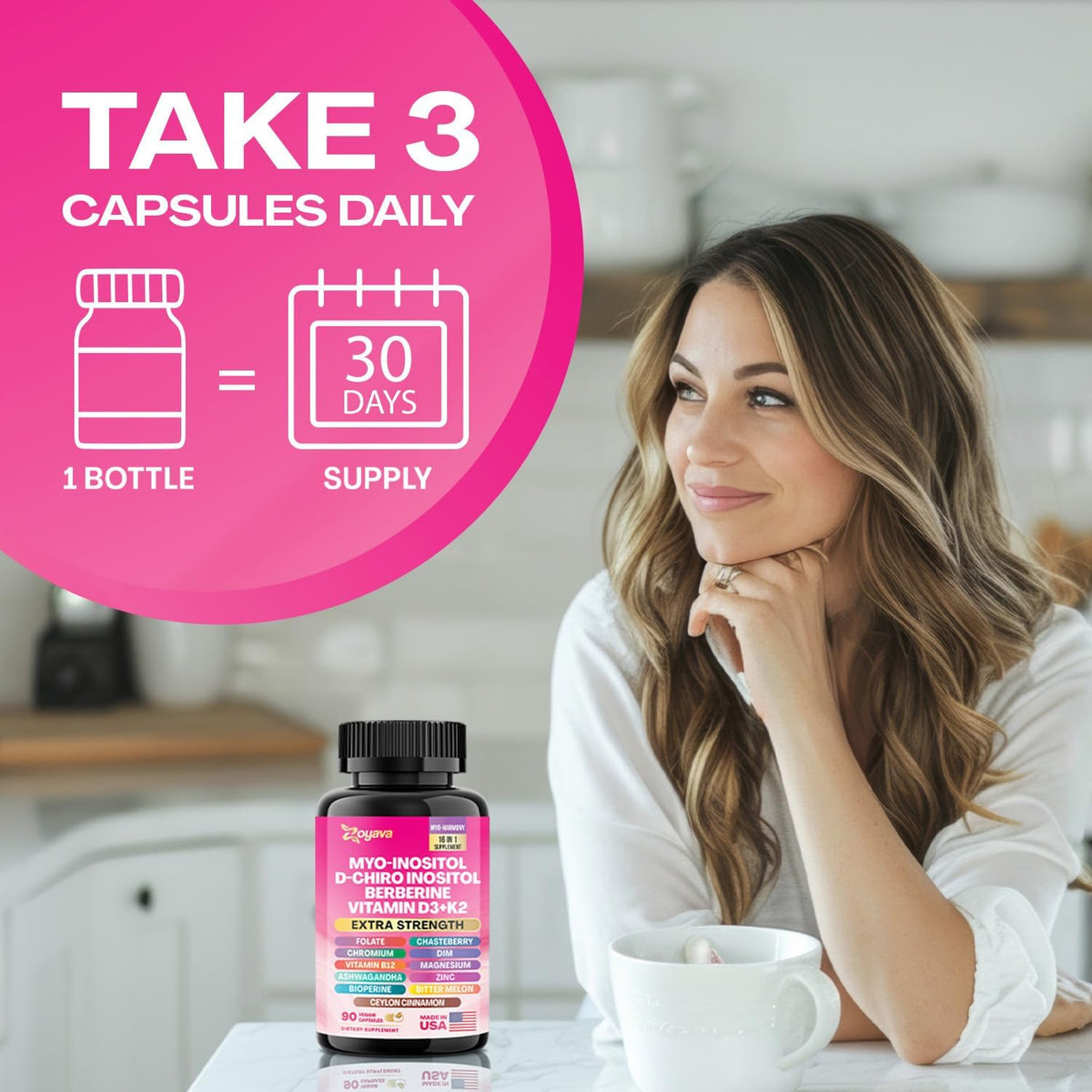 Myo-Inositol 16-in-1 Supplement, Hormone Support for Women, 180ct (2 Pack)