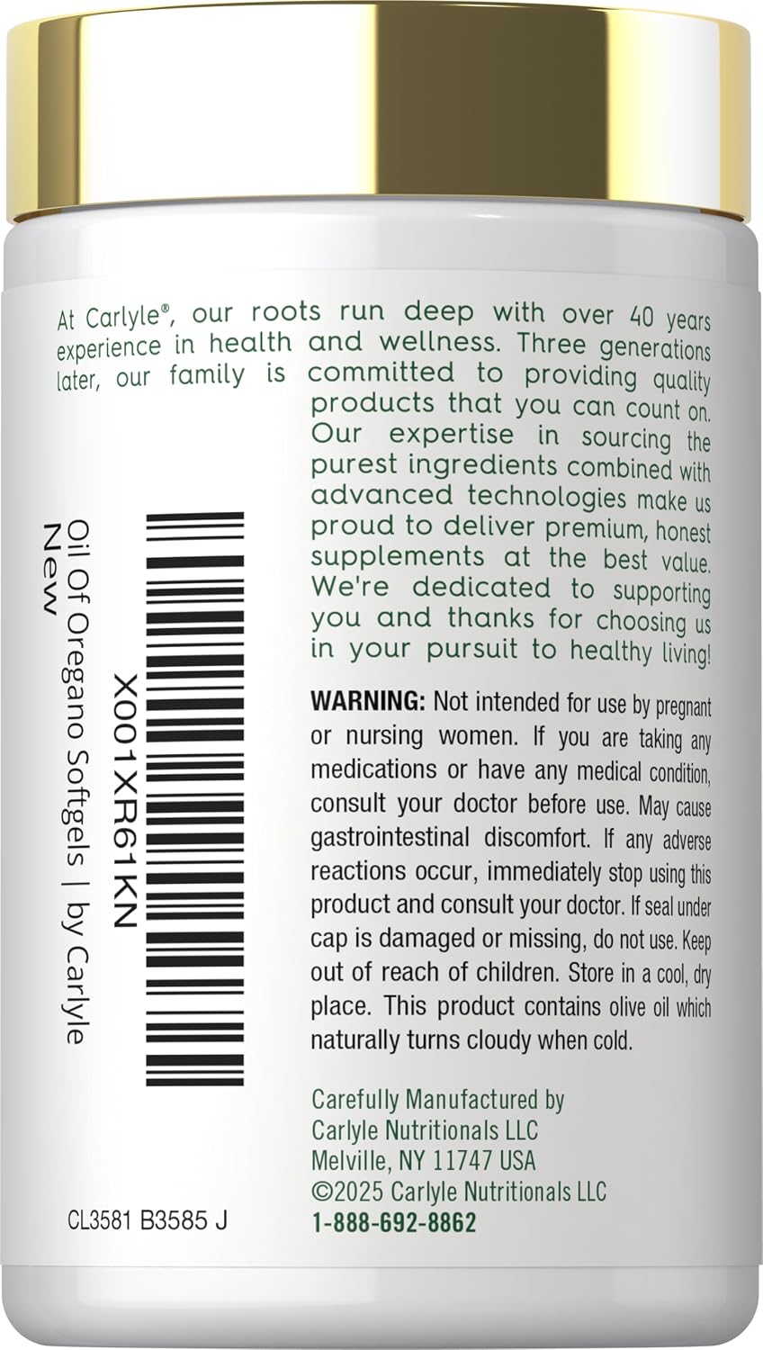 Oregano Oil Softgels, High Potency with Carvacrol, Daily Wellness