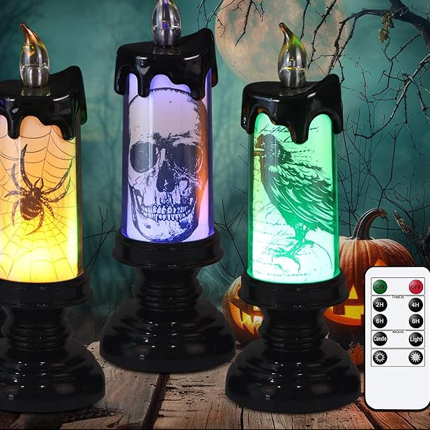 Halloween Snow Globe Candle – Witch LED Flameless Candle with Timer & Glitter