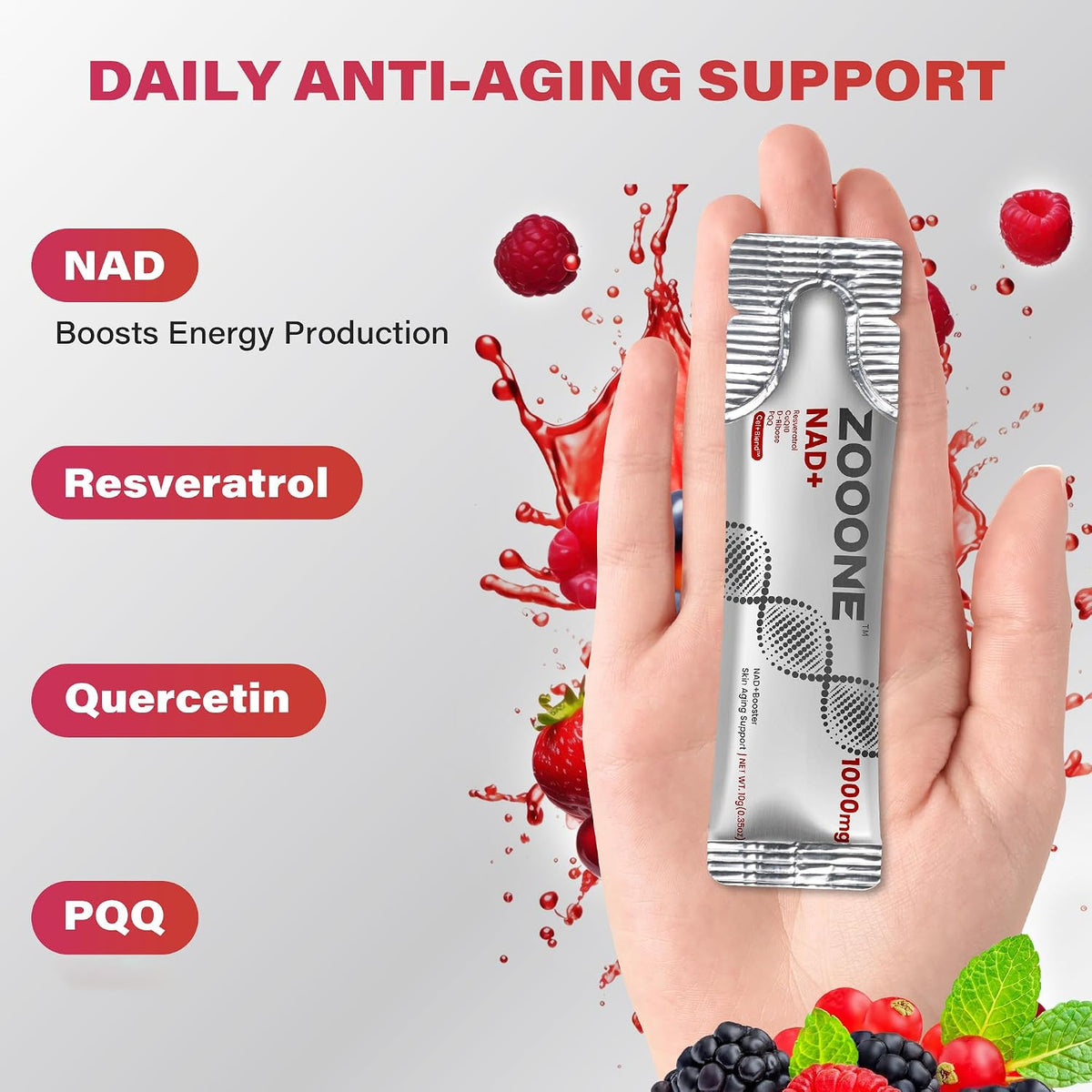 NAD+ Supplement with Resveratrol & PQQ, Cellular Energy, 30 Bars