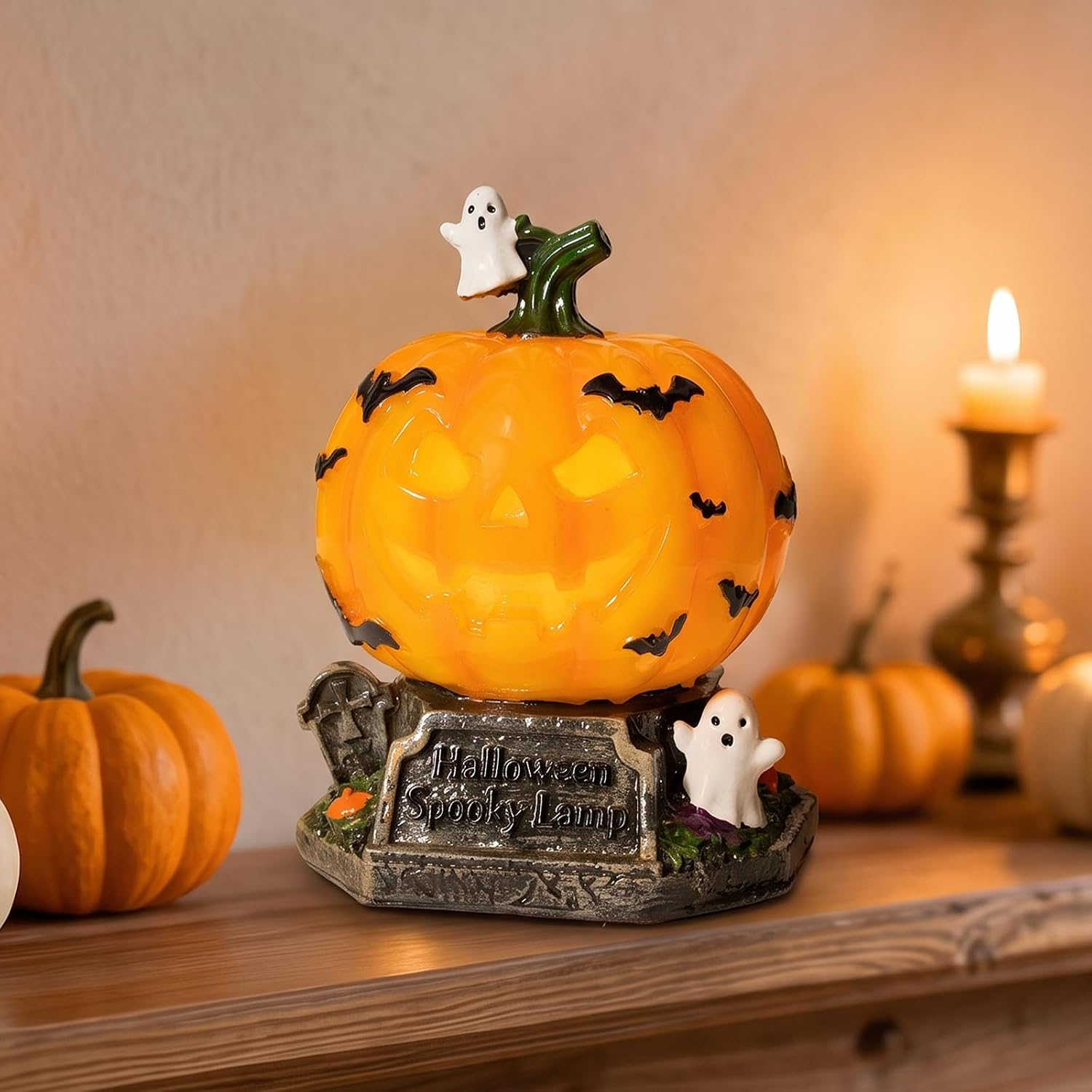 Halloween Haunted House Lamp – LED Resin Tabletop Decoration with USB