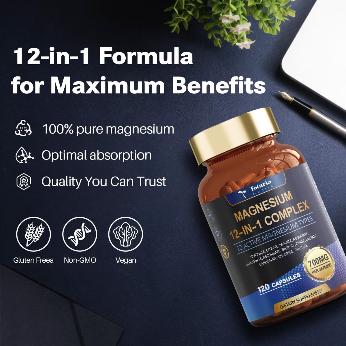 Magnesium Complex 12-in-1, High Absorption Bone & Muscle, 120ct