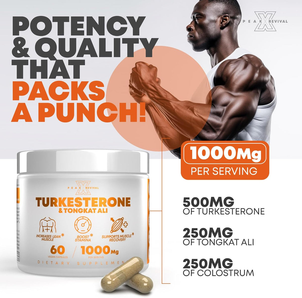 Turkesterone & Tongkat Ali Supplement, Muscle & Stamina, 60ct