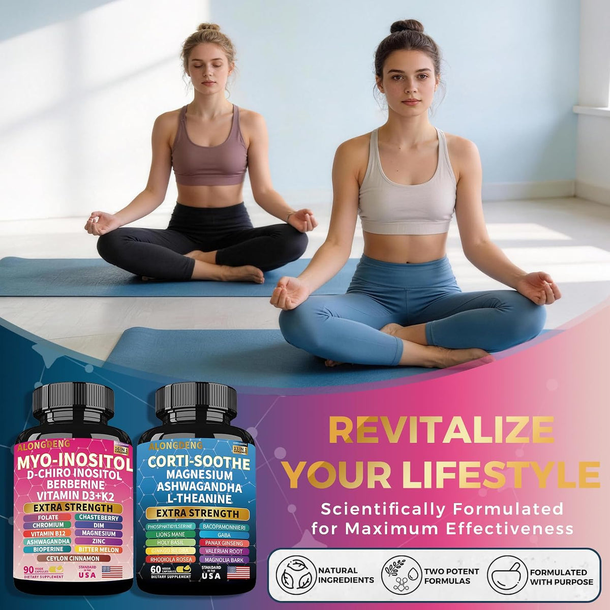 Magnesium Ashwagandha & D-Chiro Inositol Bundle, Calm & Hormone Support