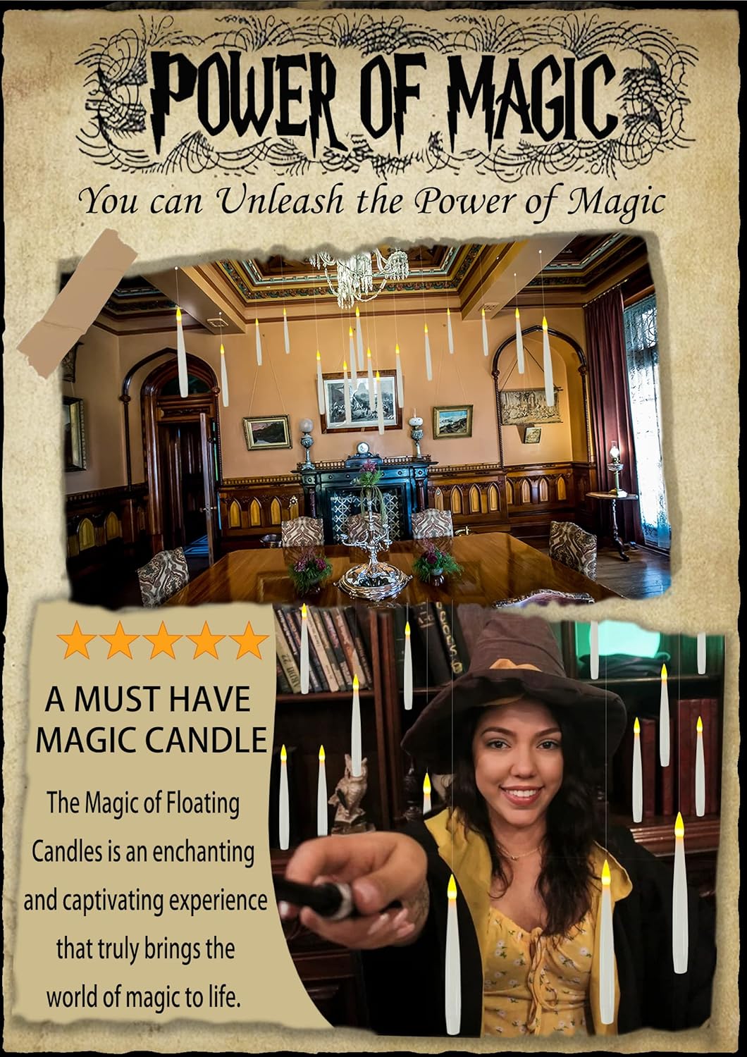 Floating Candles with Magic Wand Remote, 20 Pcs Halloween Set