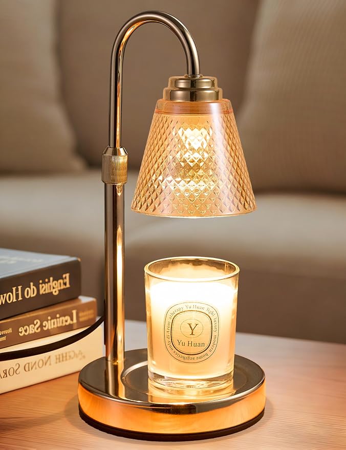 QUTADI Lotus Candle Warmer Lamp with Timer | Dimmable Wax Melter, 2 Bulbs Included