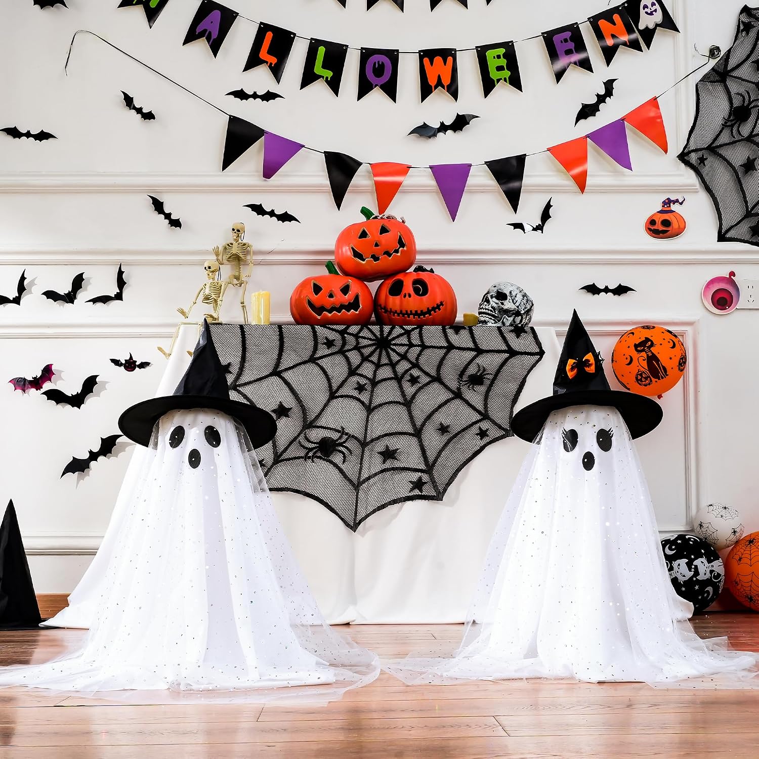 Halloween Ghost Decorations 2-Pack – Lighted Indoor Ghosts with Remote Control