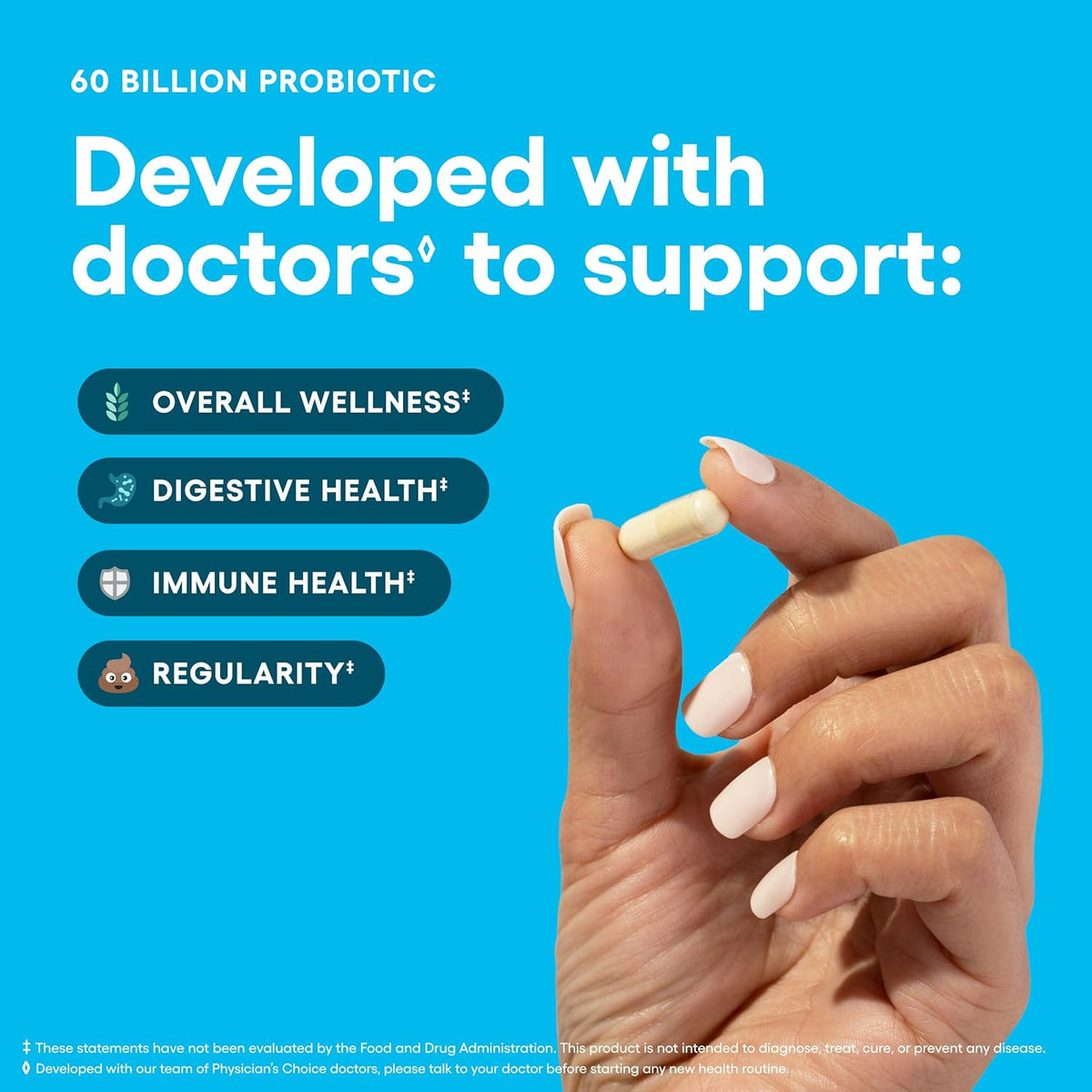 Probiotics 60 Billion CFU, Gut & Digestive Support, 30 Capsules