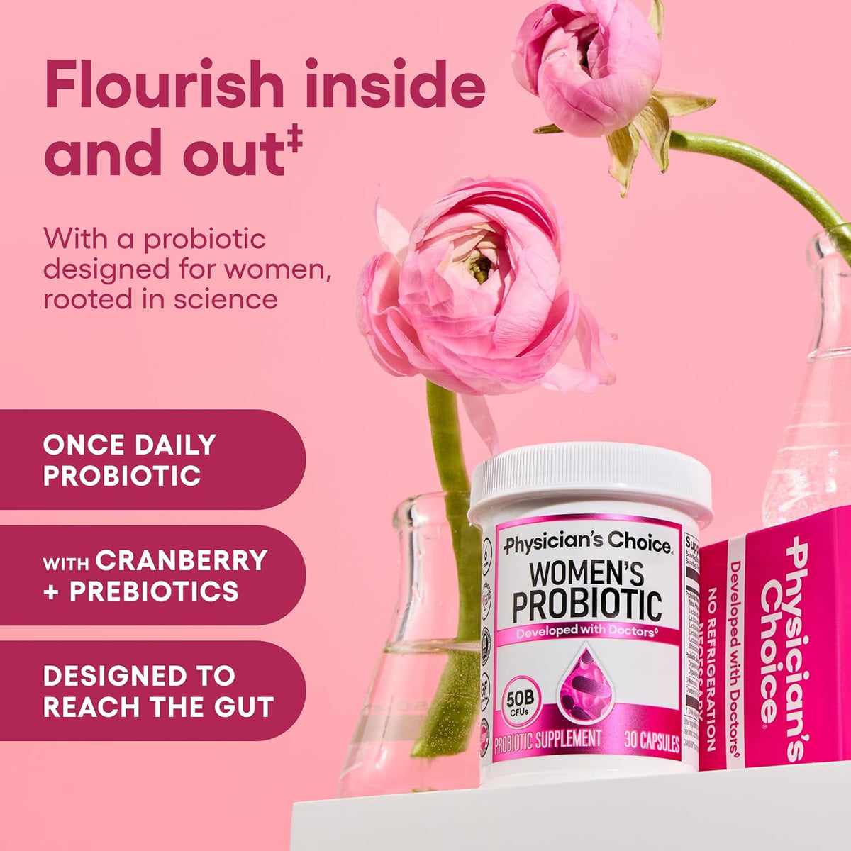 Women's Probiotics 50 Billion CFU, Feminine & Digestive Health, 30ct