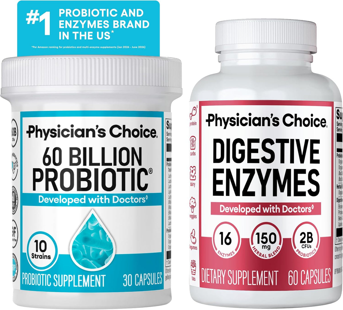 Probiotic and digestive enzyme supplement bundle for gut health support