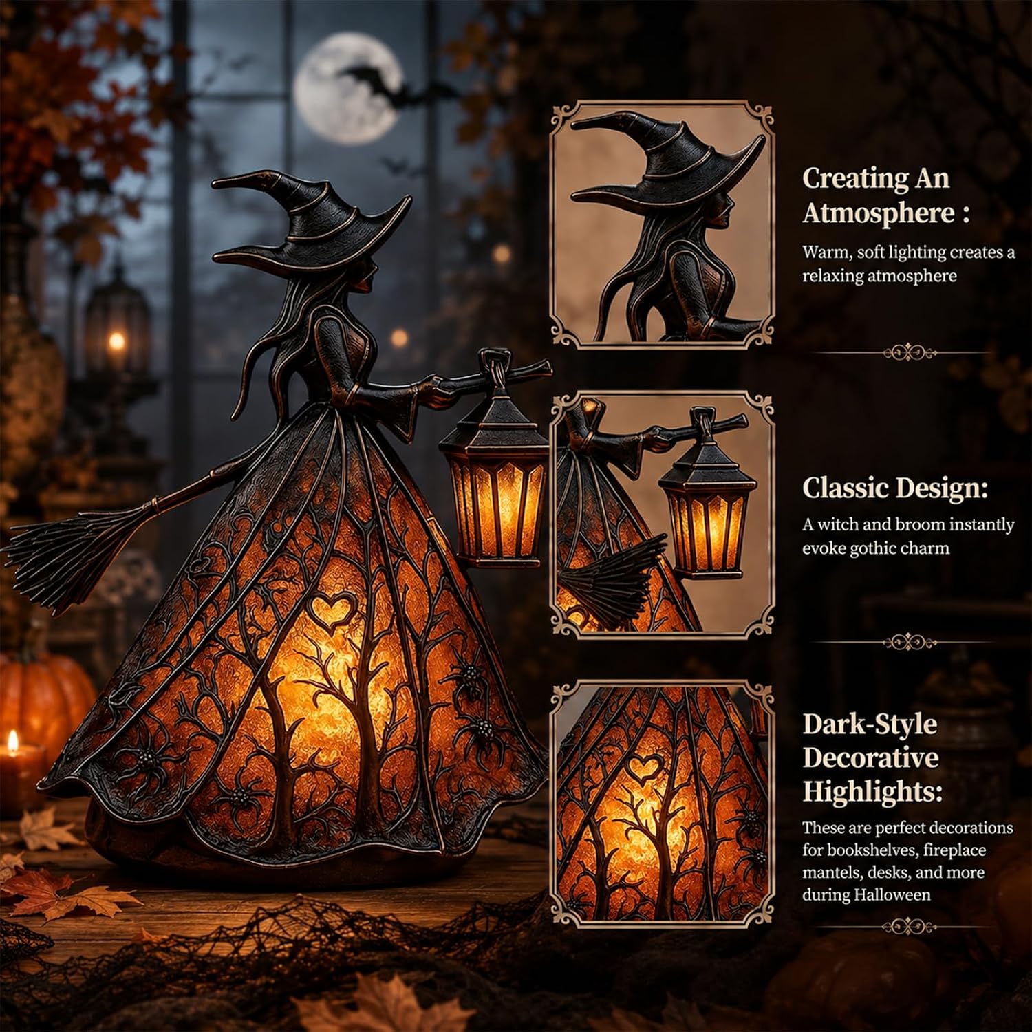 Halloween Witch Hat Lamp – Gothic LED Table Lamp with USB for Home Decor
