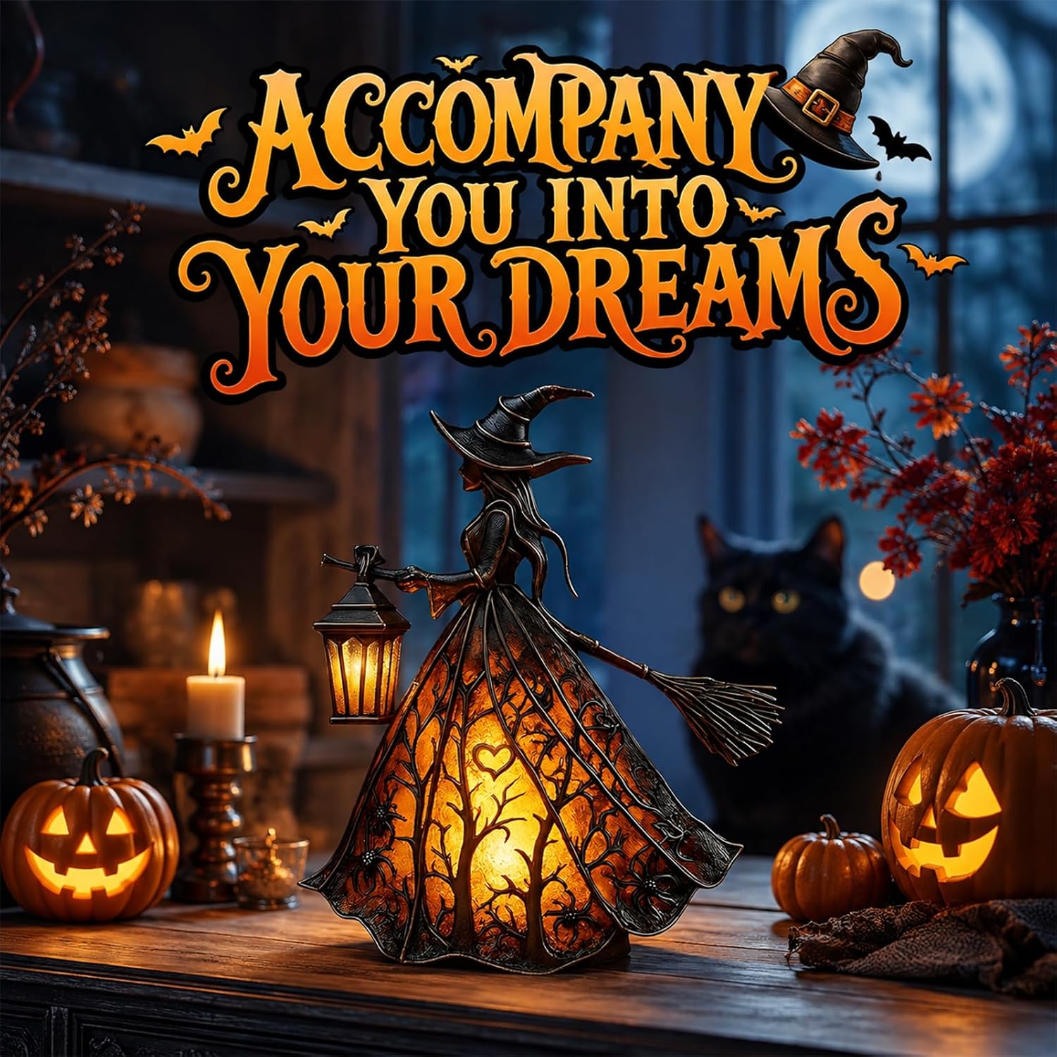 Halloween Witch Hat Lamp – Gothic LED Table Lamp with USB for Home Decor