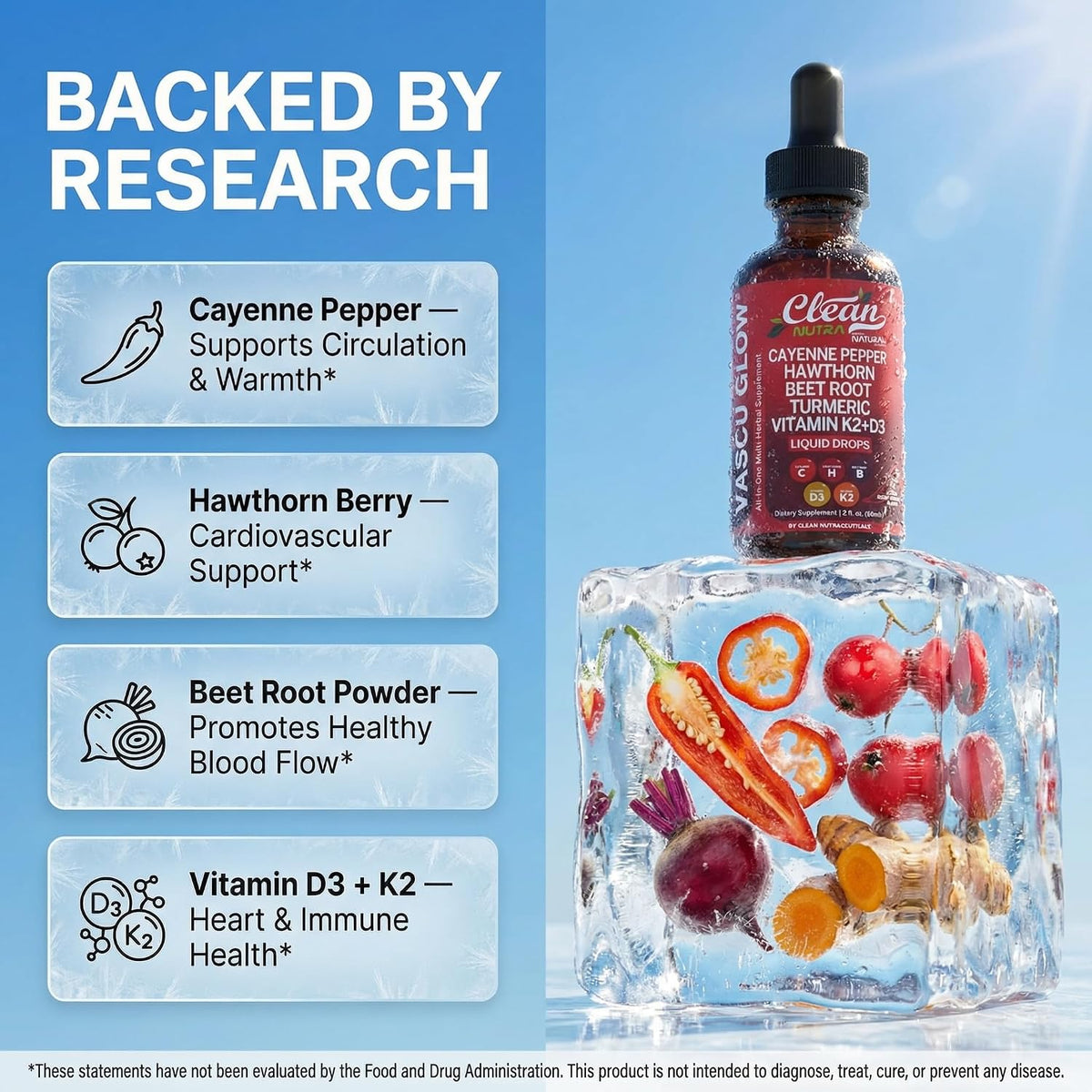 Cayenne & Hawthorn Berry Liquid Drops, 15-in-1 Wellness Supplement