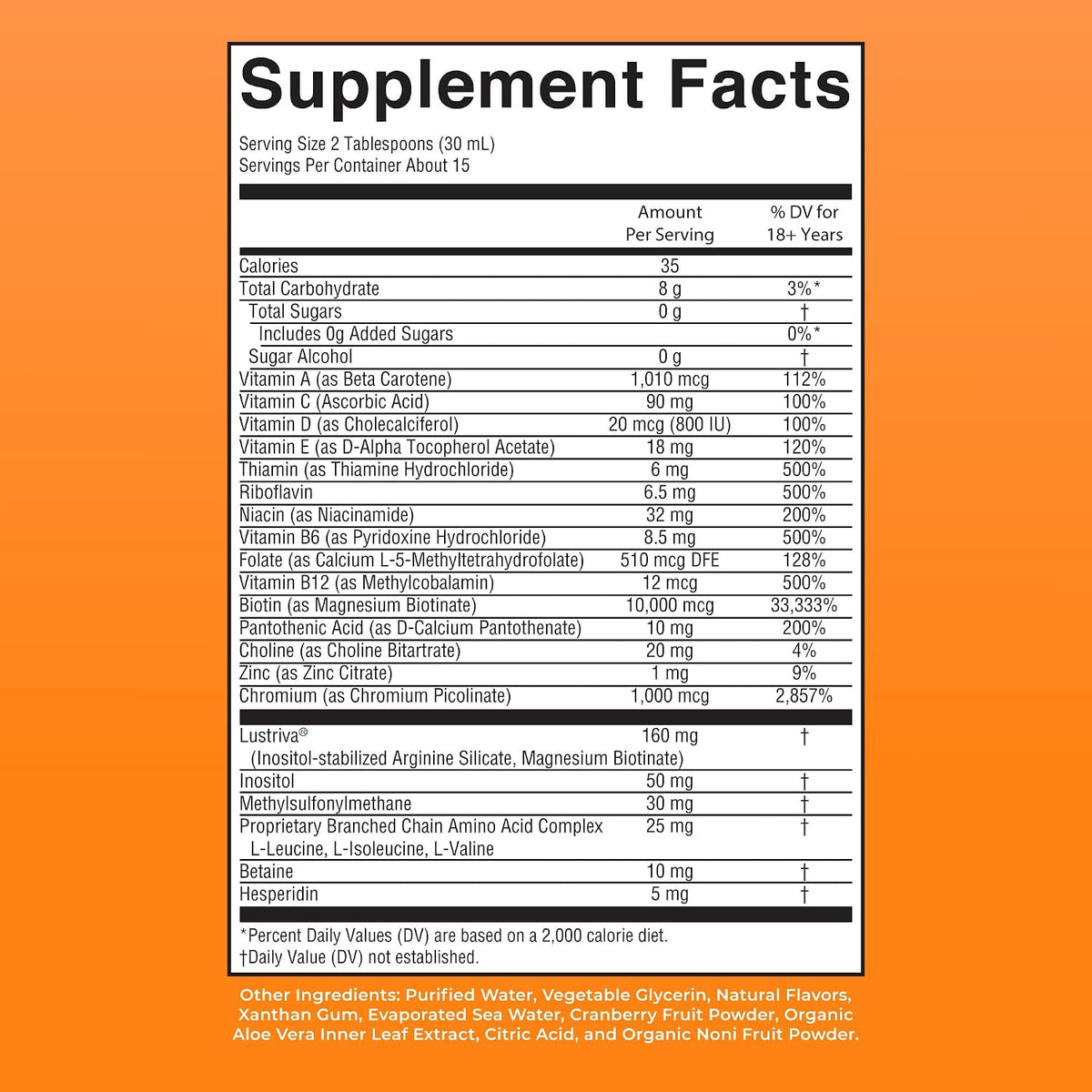 Liquid Hair Growth Multivitamin for Women, Biotin 10000mcg, Peach Mango