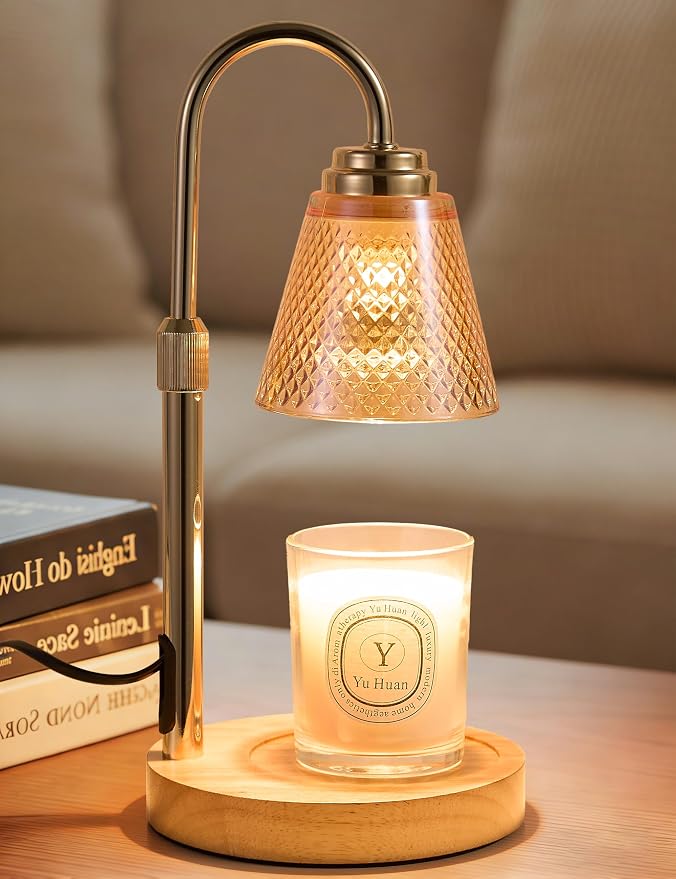 QUTADI Lotus Candle Warmer Lamp with Timer | Dimmable Wax Melter, 2 Bulbs Included