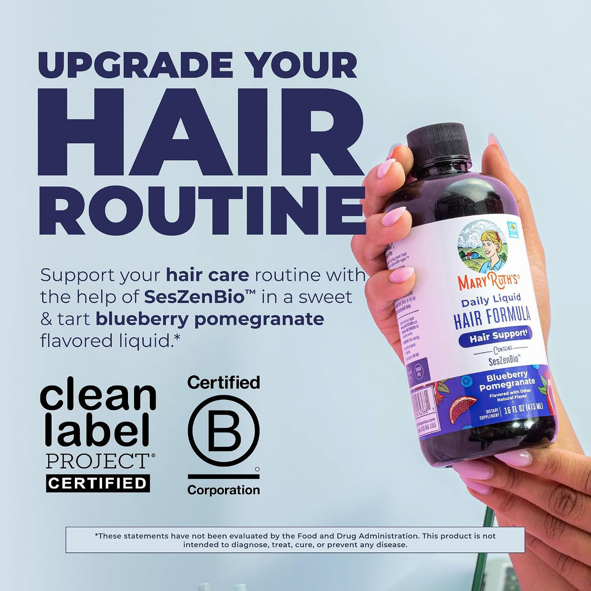 Liquid Hair Growth Supplement for Women, Biotin & Collagen Support, 16oz