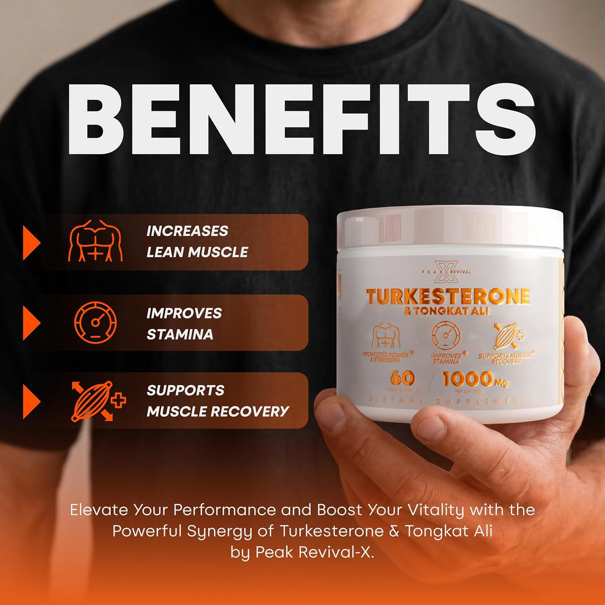 Turkesterone & Tongkat Ali Supplement, Muscle & Stamina, 60ct