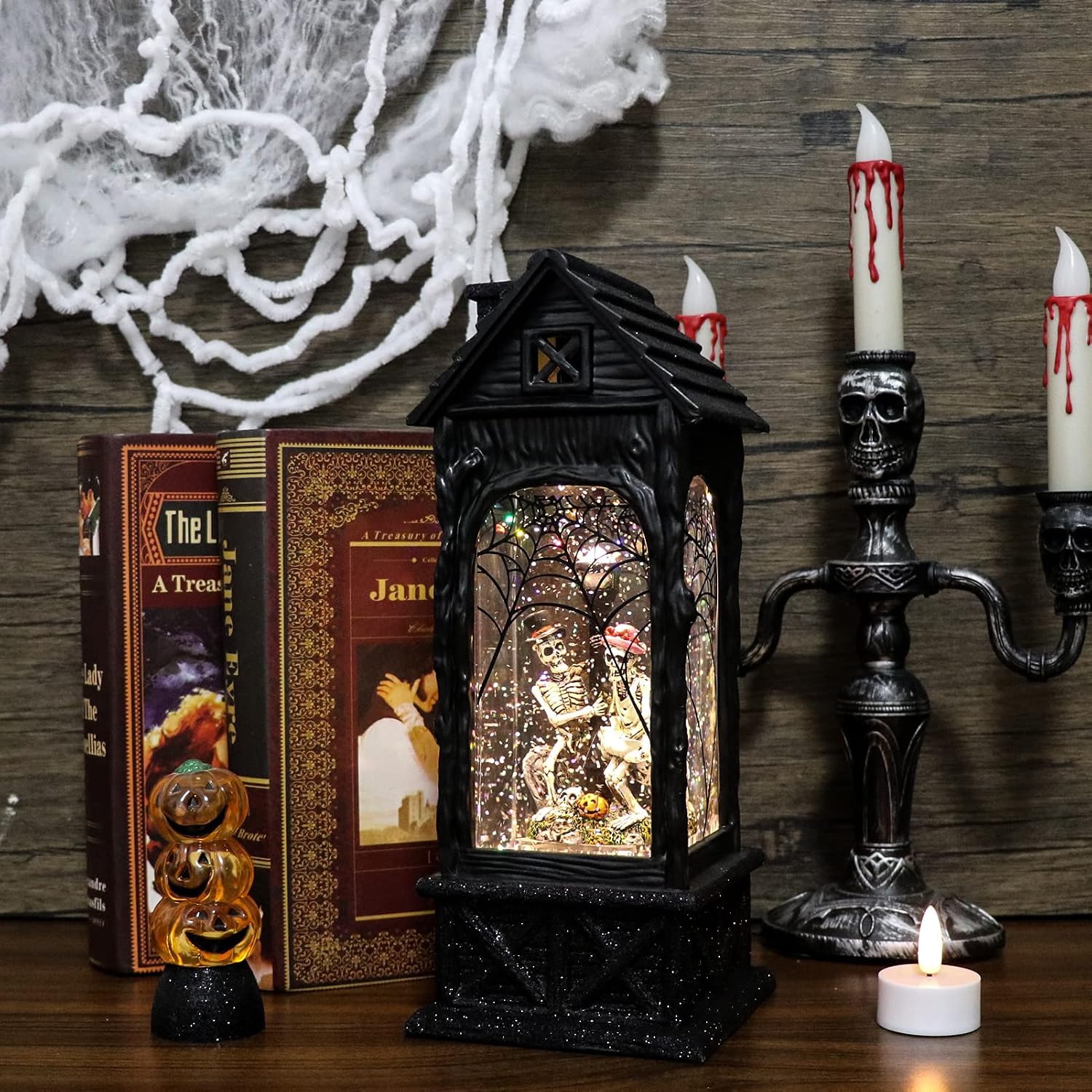 Halloween Snow Globe Lantern – Ghost Projection, Christmas Santa & Snowmen