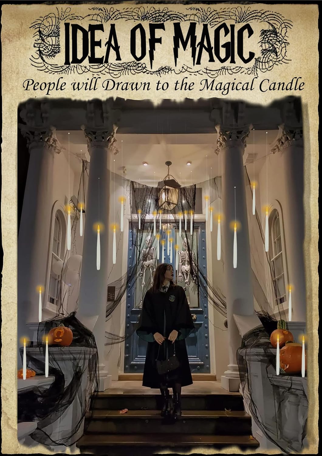Floating Candles with Magic Wand Remote, 20 Pcs Halloween Set